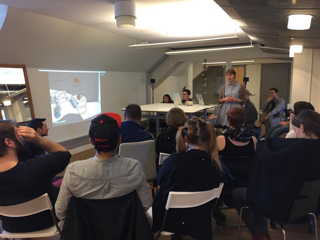 mellbratt's tweet photo. Hanna Marklund of @LeeLuulights dropping by @mobilecreatives hardware module to share her experiences. #sthlmtech http://t.co/o2FfZNq5dk