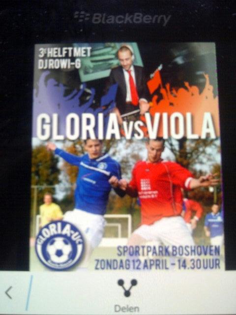 GloriaUcTweets's tweet photo. Zondag derby time. Gloria-Viola. Aanvang 14.30 uur. Steun blauw-wit. Na de wedstrijd ambiance met dj Rowi-G. http://t.co/J8kiqf0yl7