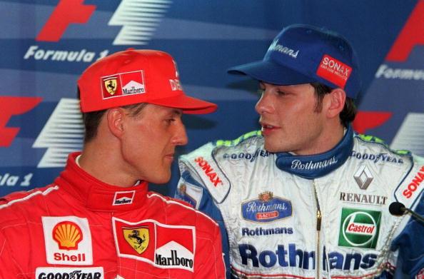 Happy 44th birthday to former World Champion Jacques Villeneuve. Here he is with Micheal Schumacher in 1997. 