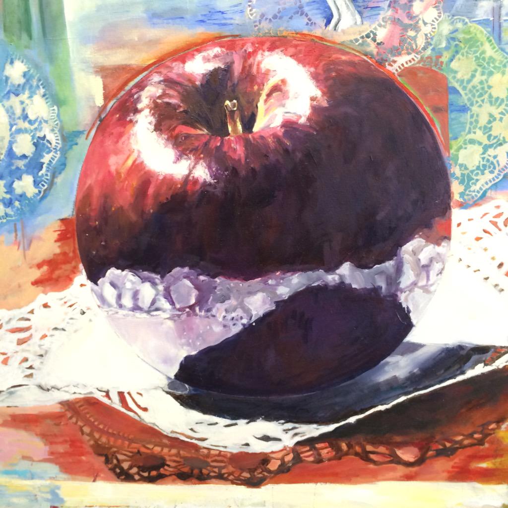 keldasavage's tweet photo. Studio visit to #open2014 Best in #Trafford prize winner Julia Milns for #oneyearon15 @WatersideArts #painting #art http://t.co/aYq3o275si