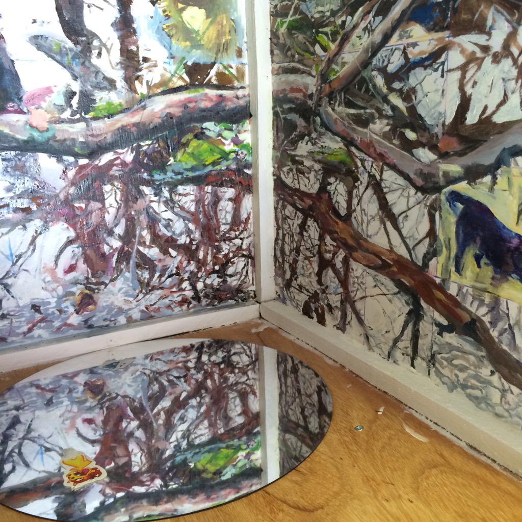 keldasavage's tweet photo. Studio visit to #open2014 Best in #Trafford prize winner Julia Milns for #oneyearon15 @WatersideArts #painting #art http://t.co/aYq3o275si