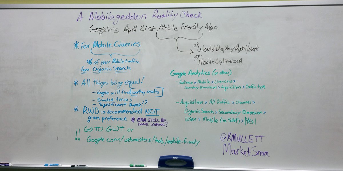 kmullett's tweet photo. Missed my live Mobilegeddon Reality Check? Here is the whiteboard which sums it up. #mobile  #SEO http://t.co/EtB5EGFyRL
