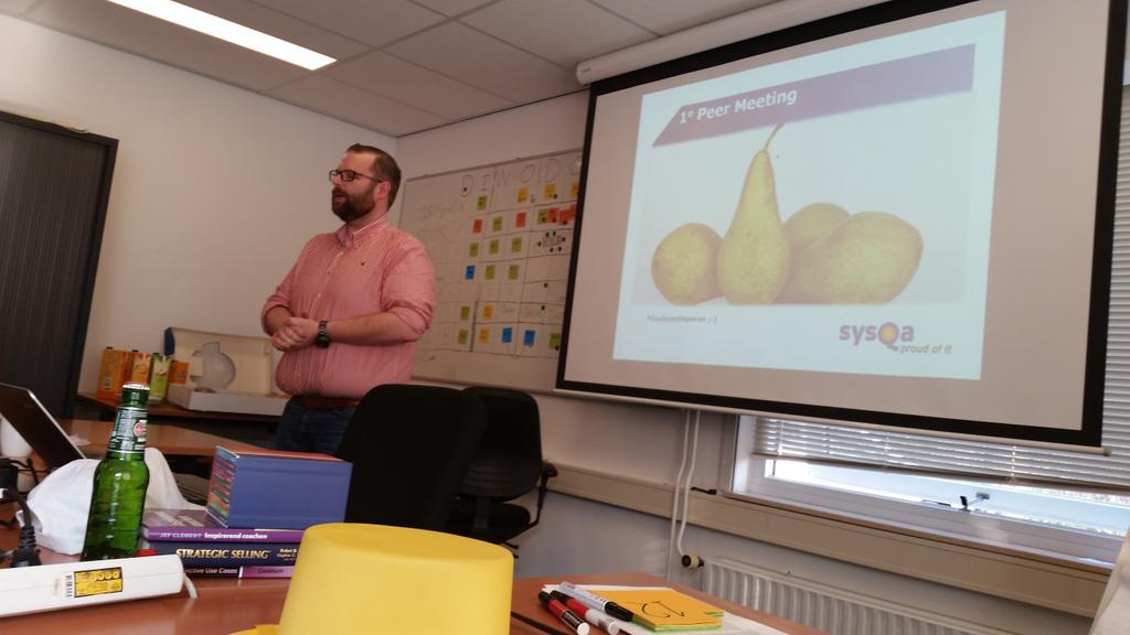 jjcannegieter's tweet photo. Opening of the first peer meeting at @SYSQA_BV by @WilbertBus http://t.co/XqCEY6NgAJ