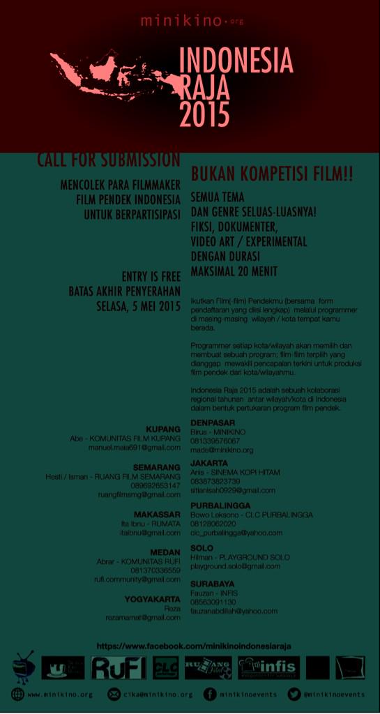 hai selamat malam gais.WBF punya info acara dari MINIKINO Bali bertajuk "INDONESIA RAJA 2015" nih.simak terus yah 😁