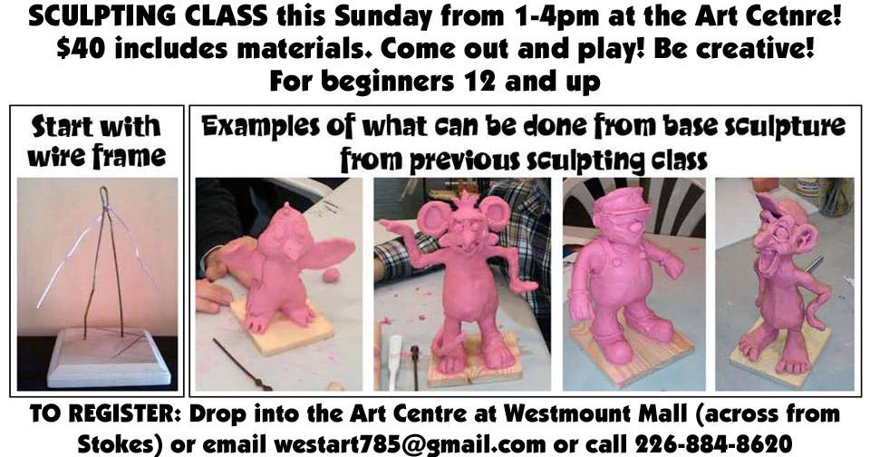 whiteworksart's tweet photo. @byroncommunity RT- SCULPTING CLASS Sun Apr 12: 1-4 $40 12&amp;up. Come &amp; play! westart785@gmail.com or 226-884-8620 http://t.co/SjntcXyrzS