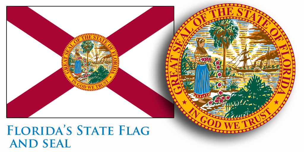 Learn about the meanings behind the #Florida state #flag and state seal: bit.ly/1Cfwcii #USStateFacts #LoveFL