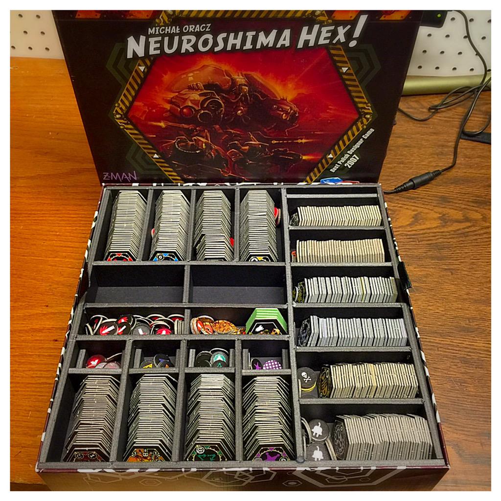 FedorSosnin's tweet photo. Made some little "drawers" to hold the tokens for new expansions #NeuroshimaHex @trzewik #custominsert http://t.co/UAh9tYZhu5