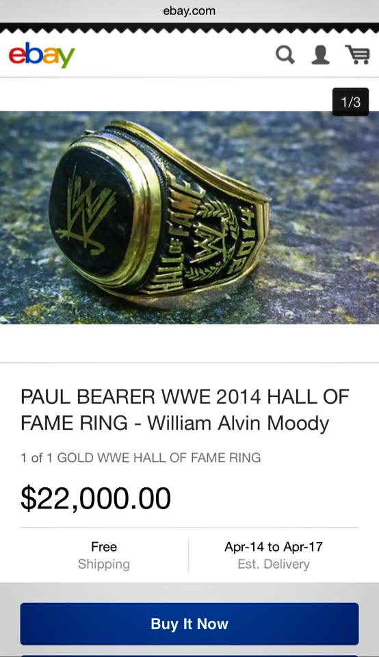 Anel de Hall of Fame de Paul Bearer posto à venda