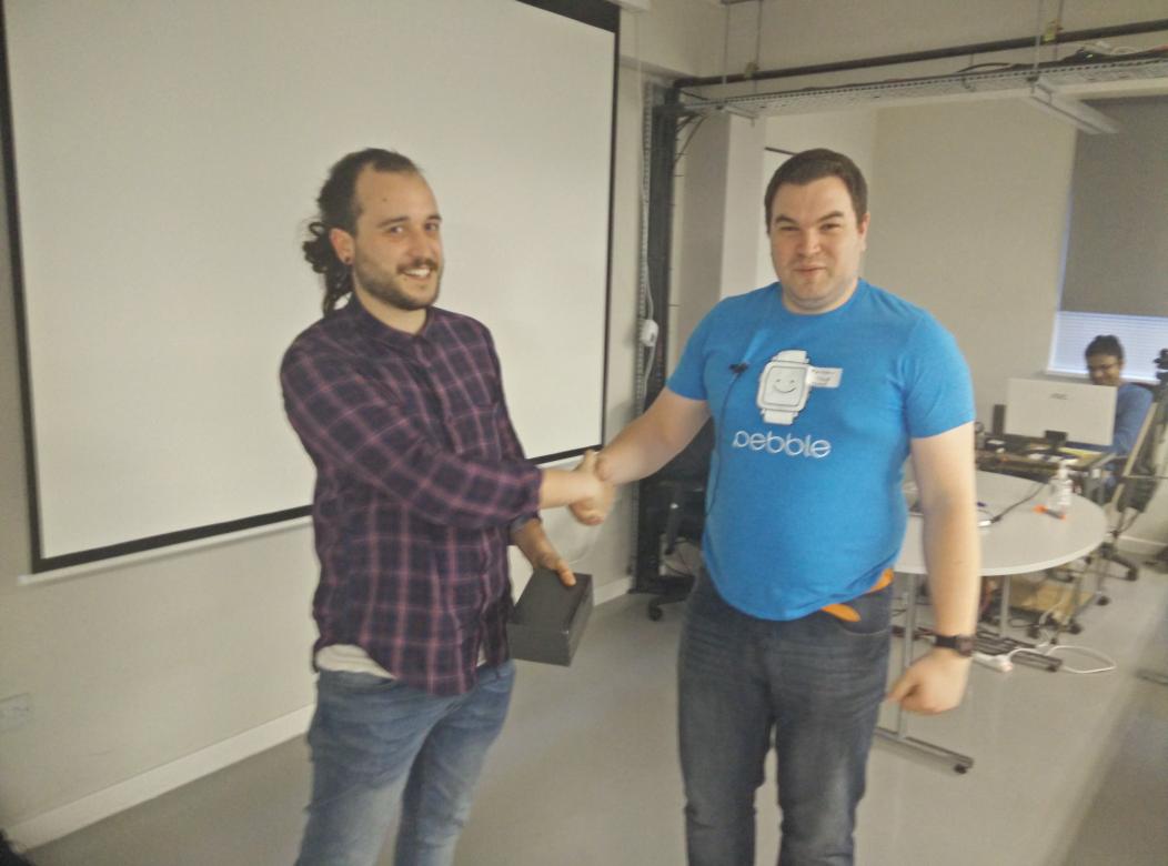 finebyte's tweet photo. Getting a Pebble Steel at #pebbleldn. Awesome to be a @PebbleDev http://t.co/R8LNOk71OZ