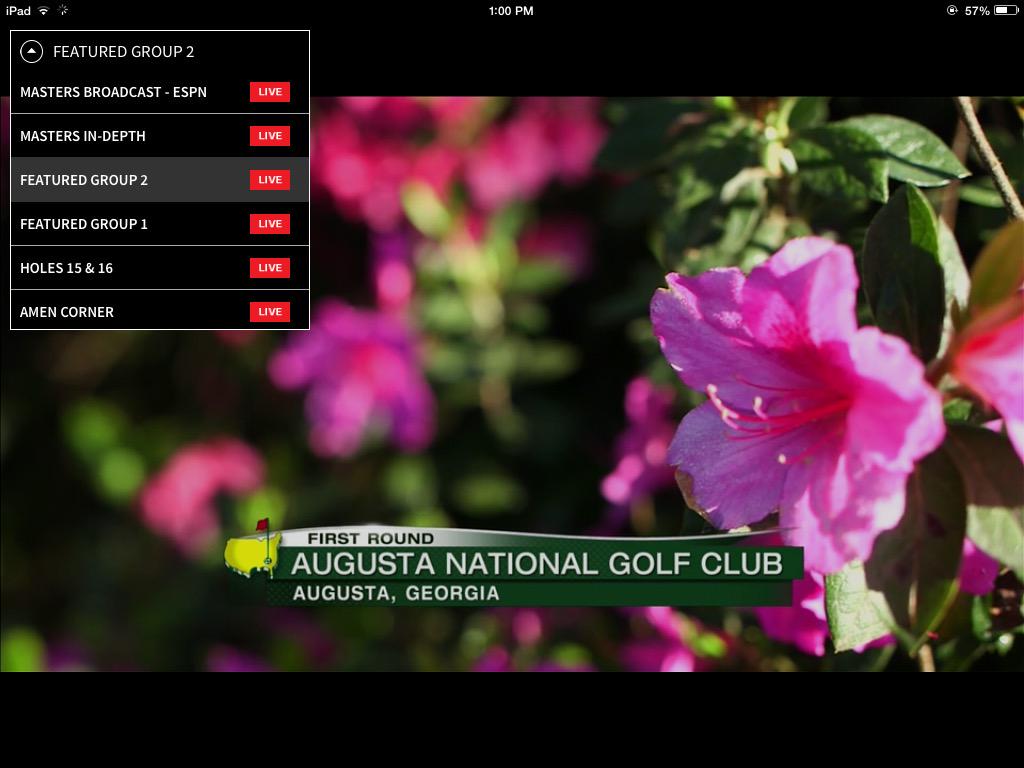dufftittle's tweet image. Watching the future of TV today via @TheMasters app on my iPad. Six different viewing options. #AmazingCoverage