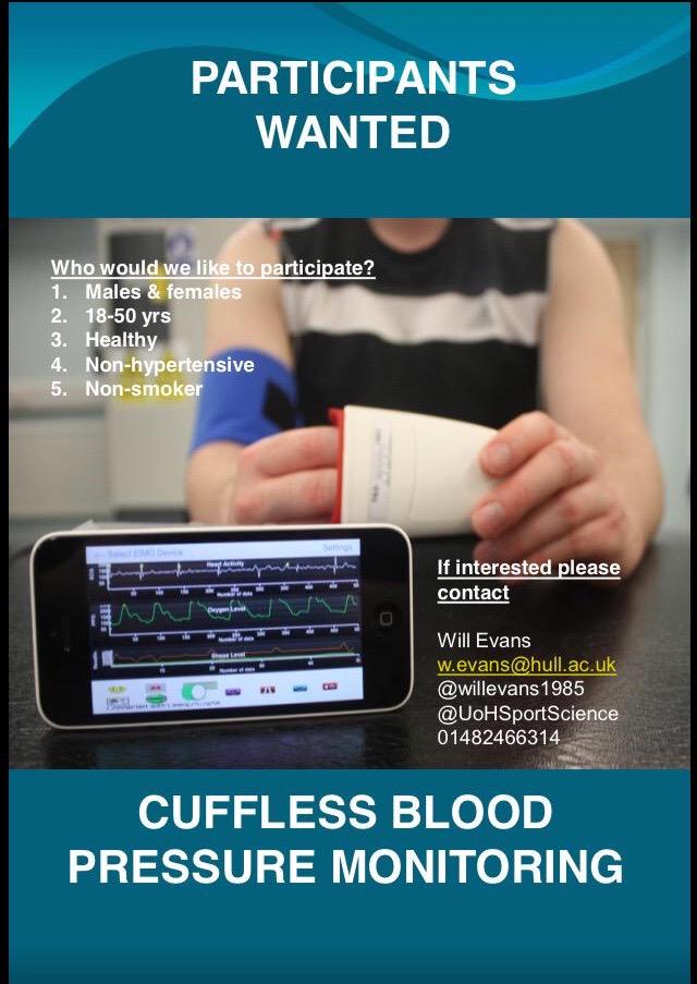 willevans1985's tweet photo. @UoHSportScience @UniOfHull participants wanted for cuffless blood pressure monitoring study. http://t.co/TteGCtQecC