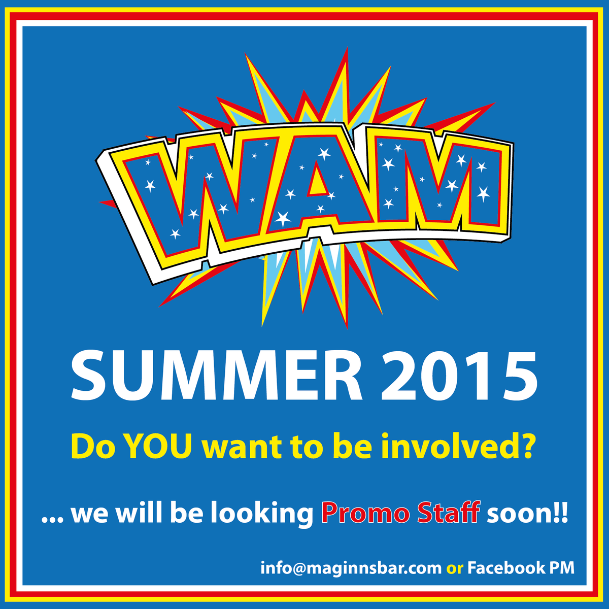 Maginnsbar's tweet photo. could U help Maginns make #WaM a better experience?
get in touch if U want 2B part of the #WaMCrew
wam@maginnsbar.com http://t.co/TGdvCBXyYO