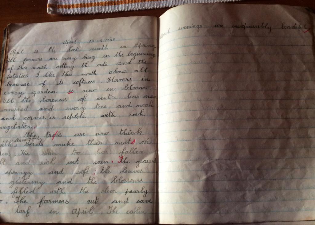 Siobhan_ODowd's tweet photo. My dad, wrote in 1948 age 12 "April evenings are inexpressibly beautiful". So an RT across a generation &amp; time WO'D http://t.co/5HeVdjE6HN