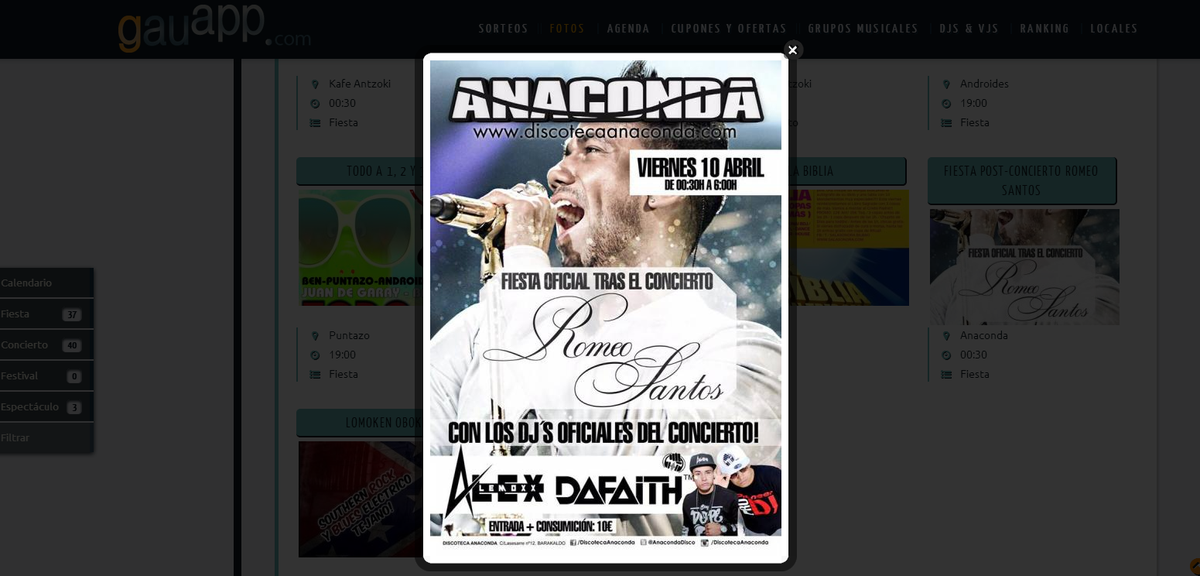 gauapp's tweet photo. Mañana después del #concierto de @RomeoSantosPage la fiesta sigue en @AnacondaDisco con @dafaithdj y @AlexLemoxx http://t.co/Kv0zAwFNId