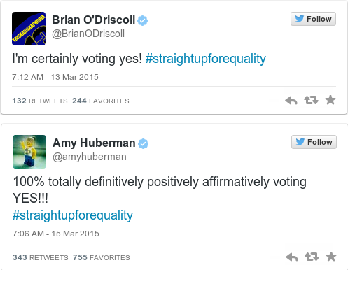 dailyedge's tweet photo. 16 Irish celebrities who have pledged their support for marriage equality: http://t.co/M9KEvvvRvx http://t.co/AINKrhnJO6