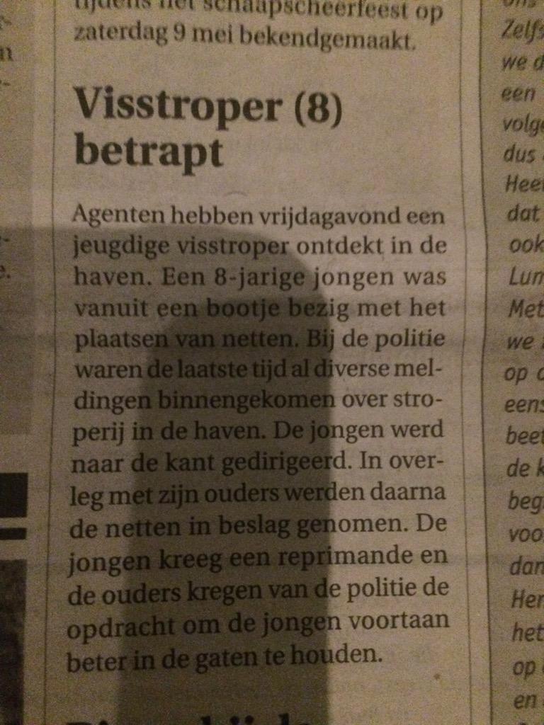 Tis toch wat een echt vissermannetjen word afgestraft . Liever een computerverslaafde ?