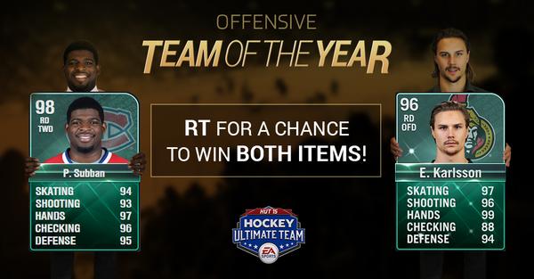 EASPORTSNHL's tweet image. Two Norris Trophy winners! RT for a chance to win both #HUT items!
