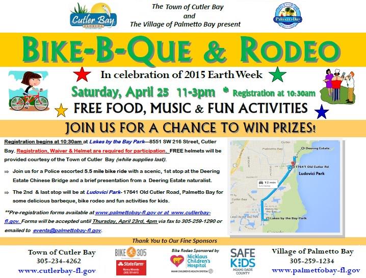 MayorPeggyBell's tweet photo. April 25th from 11AM-3PM for our Bike-B-Que &amp; Rodeo Event! #GoGreen #EarthWeek #CutlerBay Cutler Bay http://t.co/JdENC9cOTB