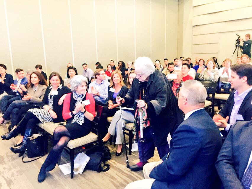 Aging20's tweet photo. June Fisher honored for mentorship: "Thank you to Aging2.0 for making me feel 18 instead of 81" #movedesign http://t.co/Wf77zFpBRr