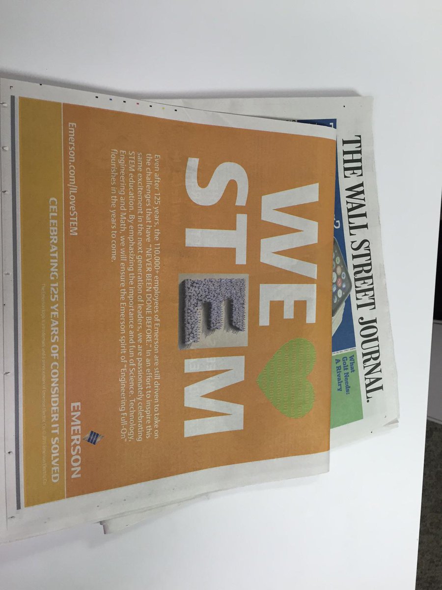 Emerson_KathyBB's tweet photo. Check out today’s @WSJ as we continue to celebrate STEM education #ILoveSTEM #Emerson125 http://t.co/7ZvNRR7xh5