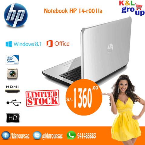klgroupsac's tweet image. No pierdas esta oportunidad! Notebook HP a sólo s/1,360 nuevos soles ! Pídelo en@klgroupsac