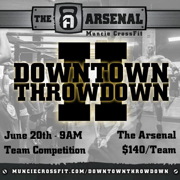 MuncieCrossFit's tweet photo. On Saturday, June 20, we are hosting the Downtown Throwdown II! http://t.co/ROdvH1Zoiu #CrossFit #competition http://t.co/DFmLpJethy