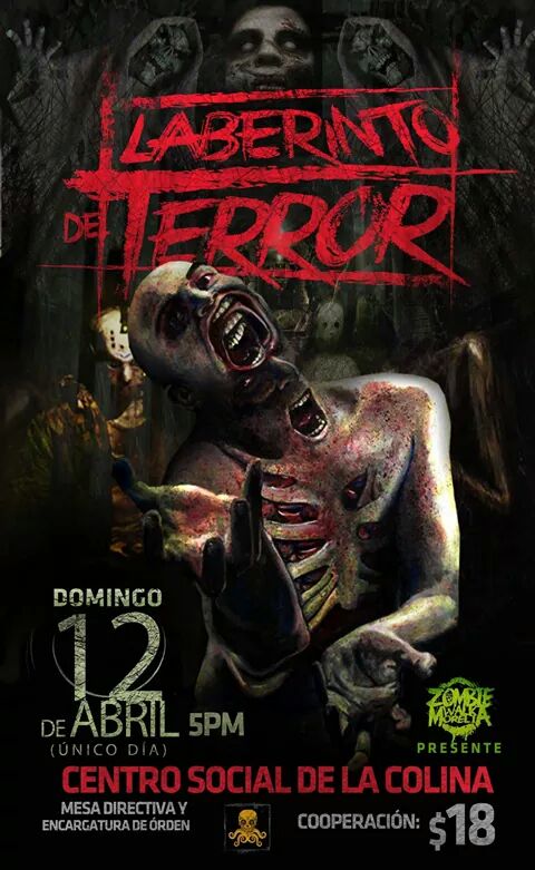 zombiewalkmore's tweet photo. Revivan sus peores pesadillas en el "Laberinto del terror" 
12 de Abril, Morelia, Mich.
#ZWM http://t.co/1asMIJwLhS