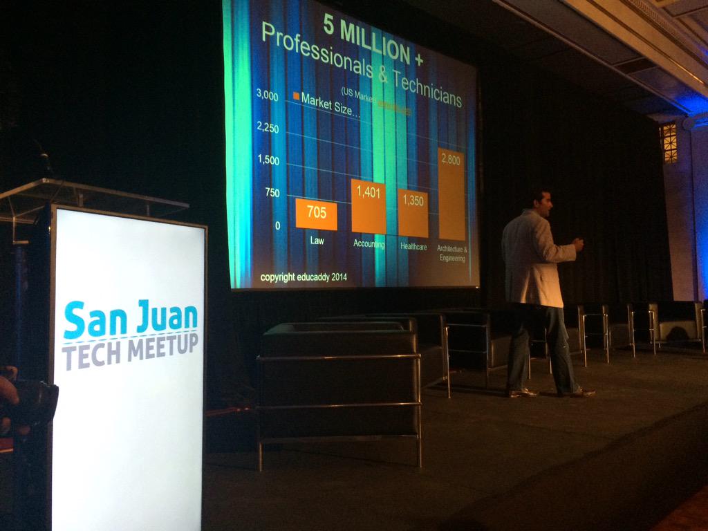spoterying's tweet image. @educaddy on stage. #SanJuanTechMeetup