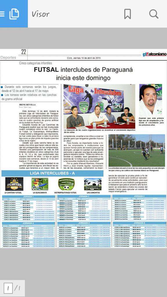 O4SVenezuela's tweet photo. Impulsando el fútbol de Paraguana con la primera liga juvenil! Únete!@CFLaGuacamaya @LASCANCHITASPGN @MetroFutsal http://t.co/hu2wMzhbzK