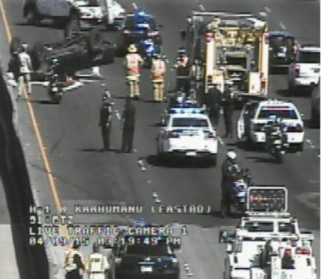 StarAdvertiser's tweet photo. 3 left lanes of H-1 freeway eastbound closed at Pearl City onramp http://t.co/gK5OIQNQXL #hitraffic http://t.co/X26PzH0fyC