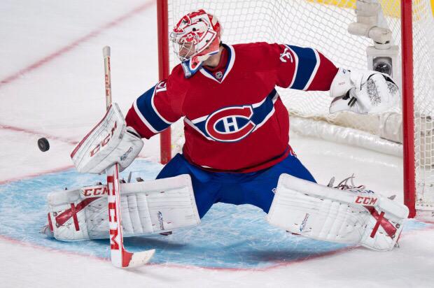 TSNHockey's tweet photo. With the Habs' 4-3 OT win over Detroit, @CP0031 sets a new team record for wins in a season (43). #42Dryden #42Plante http://t.co/bh51P8XBlX