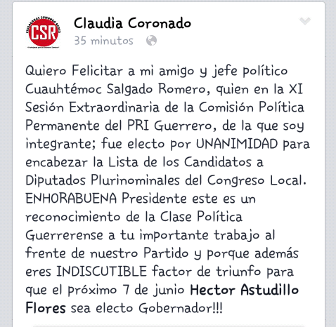 sqfanny07's tweet photo. Noticias por las cuales creemos que pronto tendremos UnGuerreroConOrdenYPaz
@MJMGuerrero
@CuauhtemocSR
@clavercorvaz http://t.co/AmHohURBgw