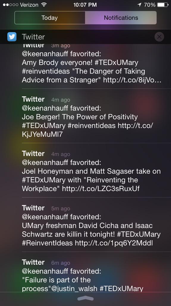 bismaghannah's tweet image. Thank you @keenanhauff for blowing up my Twitter! #notificationoverload #TEDxUMary