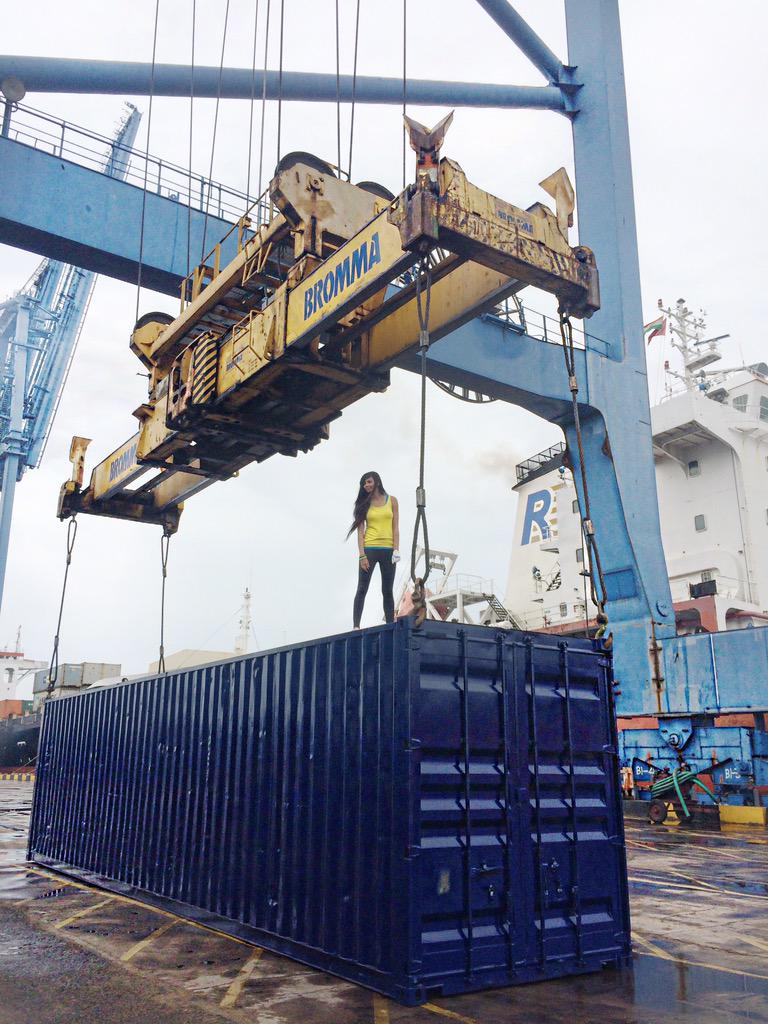 MissNicollet's tweet photo. Haha having fun on the set of the Krishnapatnam port ad. #adrinaline #tb #krishnapatnamport http://t.co/pbGo9pYL2m