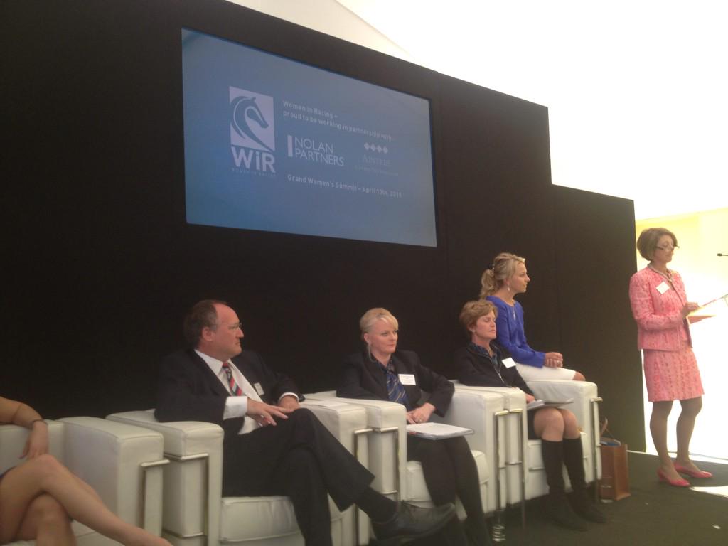 WomenInRacing1's tweet photo. Sally Rowley-Williams kicks off #grandwomensummit @AintreeRaces on cracks glass ceiling at in horseracing http://t.co/83FuQmhXGX