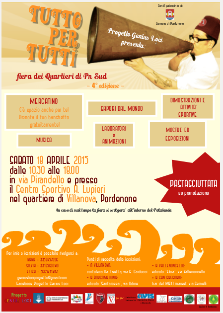 avisborgomeduna's tweet photo. Sabato 18 aprile ci trovate a Villanova di Pordenone al mercatino "Tutto per tutti" http://t.co/ELQwe6cuCU