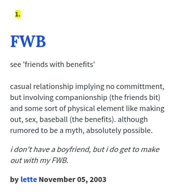 Urban Dictionary on Twitter: "@hayleycella FWB: see 'friends with ...