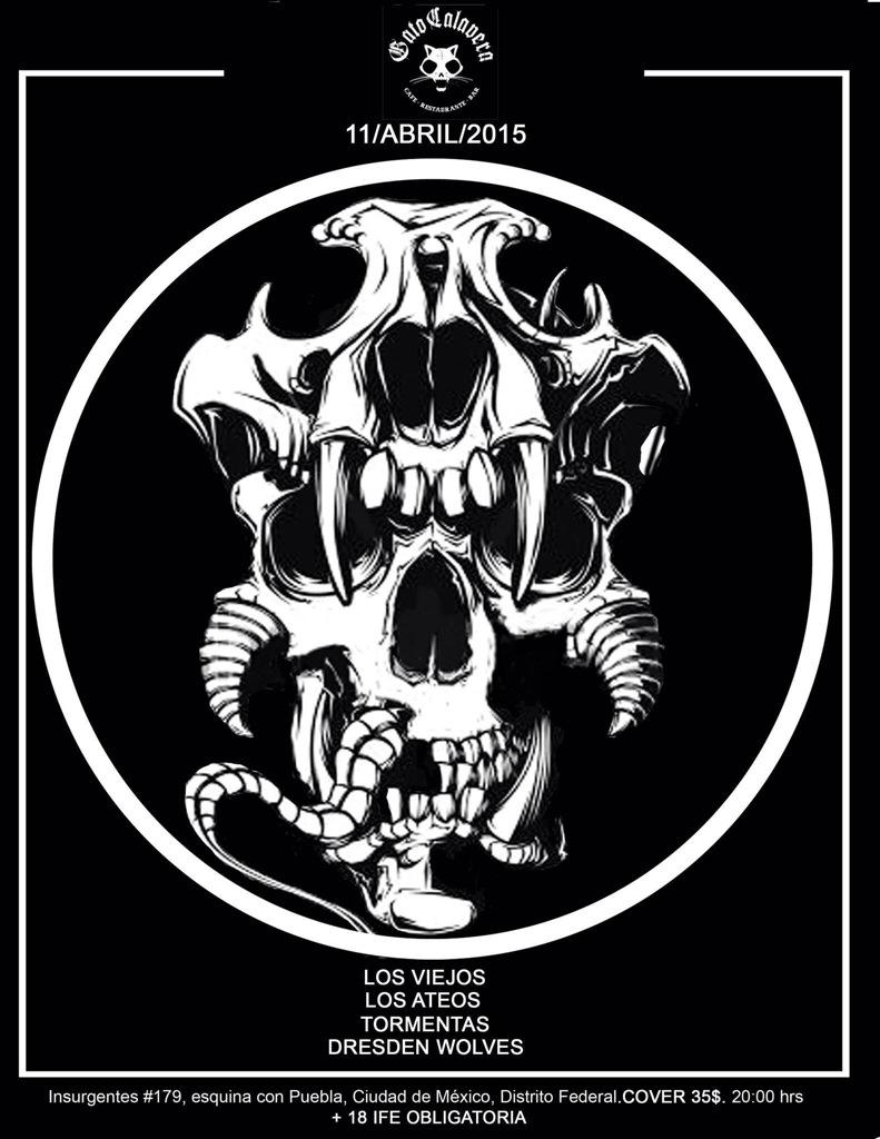 losateos's tweet photo. Este sábado en @GatoCalavera pura masacration y chayotazos con @Los_Viejos @rocktormentas y #DresdenWolves http://t.co/H1Py8vGBq8