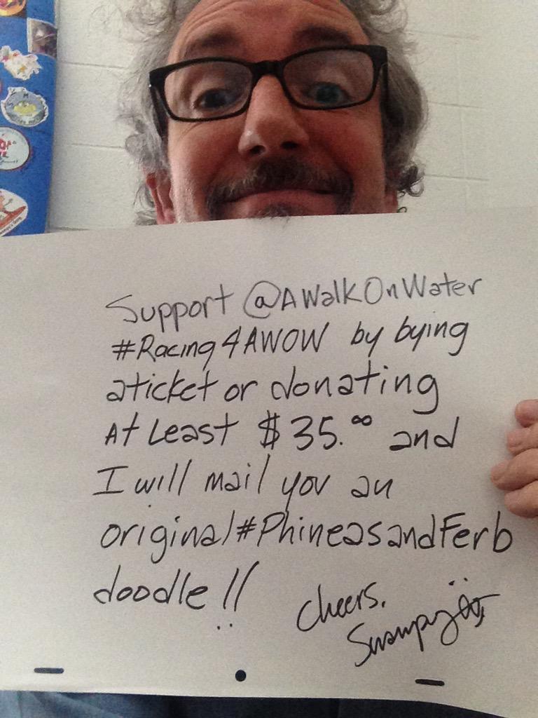 IphineasFlynn1's tweet photo. Support @mmonogram and @awalkonwater1 for #racing4awow *Read on The Photo for more information* and plz Support 👏 http://t.co/JMlK8gHJvN
