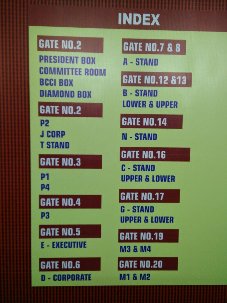 DCPCentralBCP's tweet photo. For those comin for IPL,list of gates&amp; stands it leads 2.Wil avoid unn runnin arnd.G1-G8 on queens rd,G12-17 cubon rd http://t.co/6YNFC1i26m