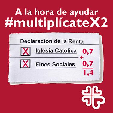 CaritasGranada's tweet photo. #multiplicateX2 A LA HORA DE AYUDAR MULTIPLICATE X2. Marca ambas opciones en la Declaración de la Renta. http://t.co/AMW54MgLFx