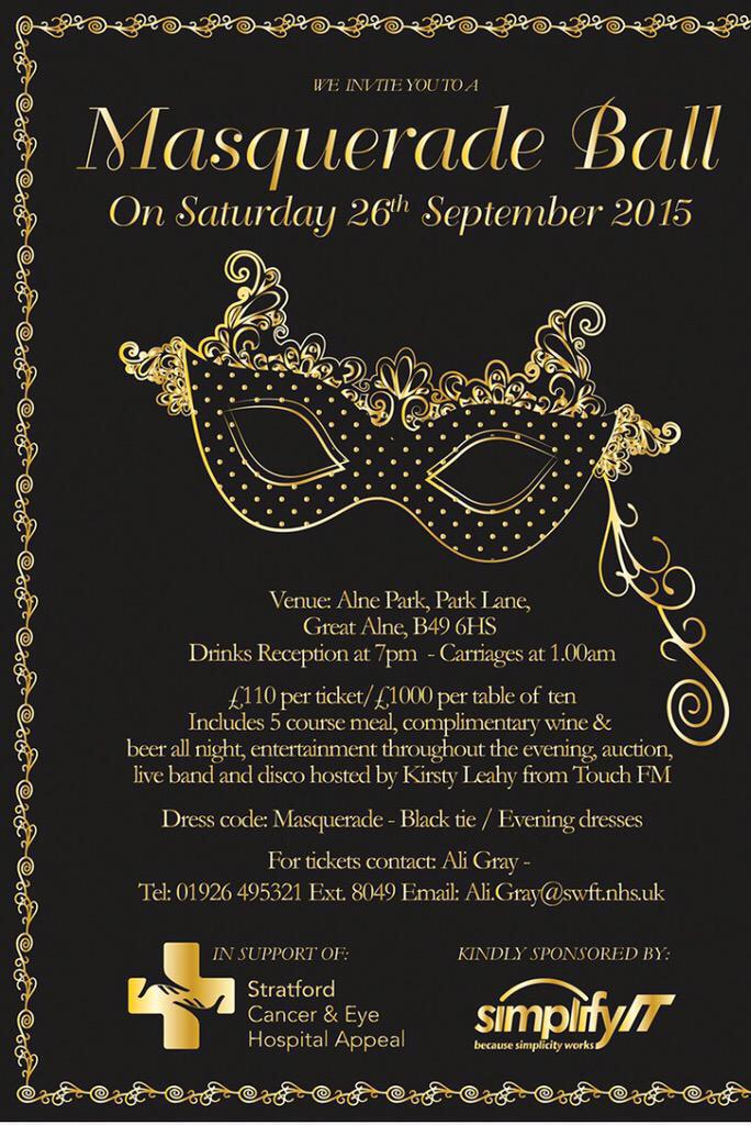 BehindTheMaskUK's tweet photo. Ball update. 22 of 30 tables sold ! @mrdanmcd @MrsJenMcDonald @missaligray @NicAllen2 ! http://t.co/YvaRNWFF0s