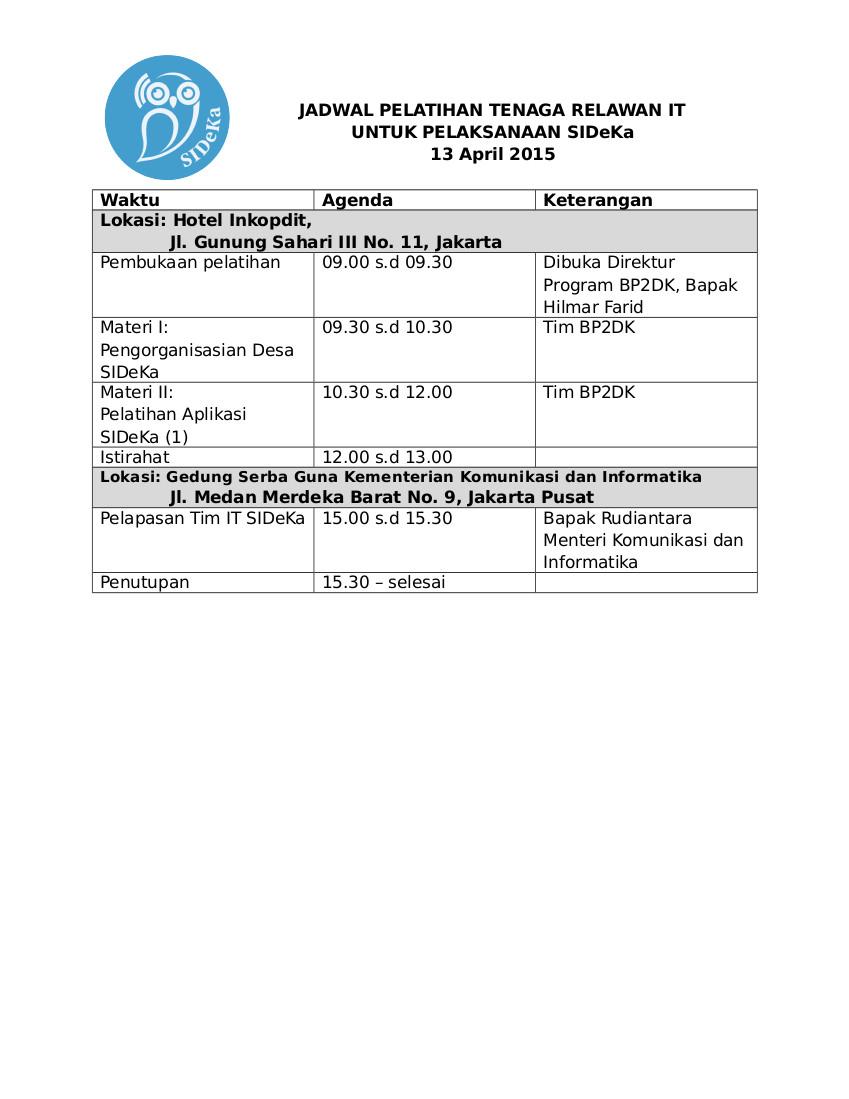 Undangan Peliputan Pelepasan Relawan IT SIDeKa