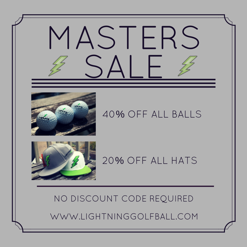Lightning_Golf's tweet photo. 40% off all balls. 20% off all hats. Our biggest sale ever. http://t.co/OOHaiU9RIK #golf #lightninggolf #masters http://t.co/Yr35RDJUg9