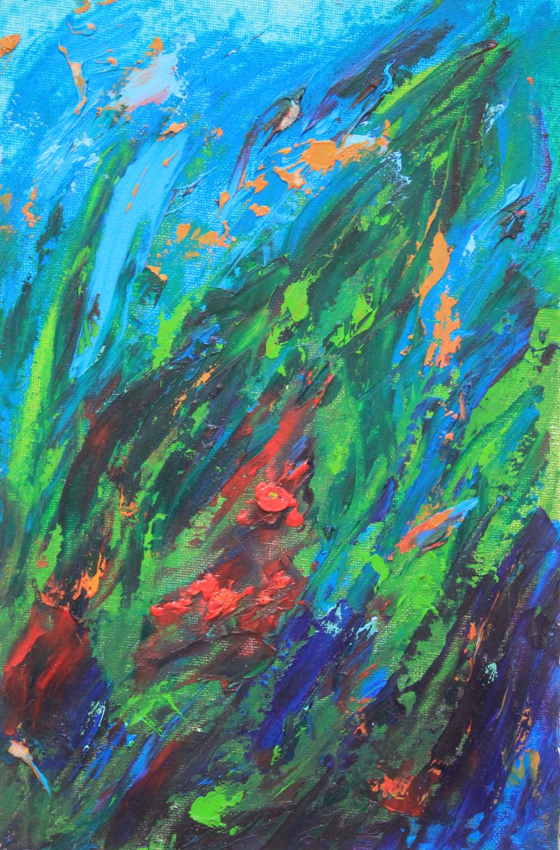 Alghe danzanti (20 x 30) olio su cartoncino telato - anno 2014