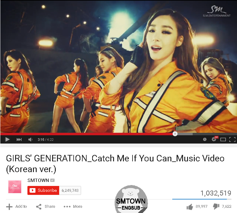 SMTownEngSub's tweet photo. [LIST] SNSD's "Catch Me If You Can" Korean ver. MV hits 1,000,000 YouTube views in 8 hours http://t.co/Uc0VrKJ5QB http://t.co/liQsxFCuq5