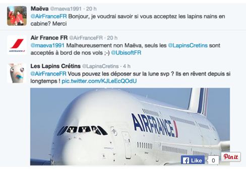 [PépitesduCM]
Ils ont beaucoup d'humour chez <a href="/AirFranceFR/">Air France FR</a> avec la complicité des <a href="/LapinsCretins/">Les Lapins Crétins</a> !