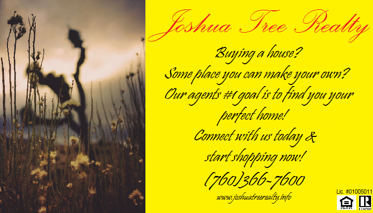 JoshuaTreeHomes's tweet photo. Call us today! (760)366-7600
http://t.co/bsZzoIQbFv
#joshuatree #realestate http://t.co/kWr73QZaGT