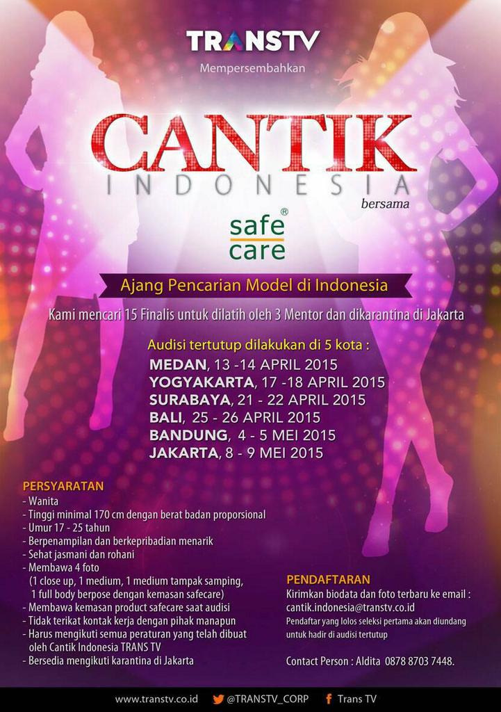 Yooo cewe cewe cantik  yoo ikutan  cantik indonesia , jngn ketinggalan infonya
<a href="/transmania/">transmania</a> <a href="/TRANSTV_CORP/">TRANS TV</a> #TMBDG2015