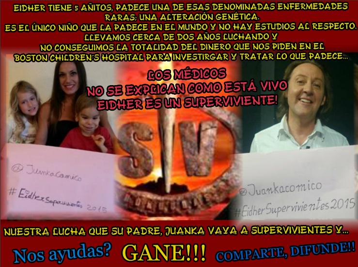 FundacionEidher's tweet photo. MIL GRACIAS A TOD@S X APOYAR A EIDHER @Juankacomico A @Supervivientes  @telecincoes @mediasetcom.12 meses,13 causas. http://t.co/5Y06EkvM70